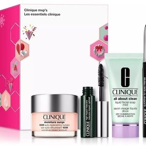 NWT Clinique MVP skincare & makeup set 4pc soap moisture surge mascara Retail$58